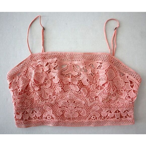Free People Women's Sz Medium Heart Haze Pink Let Lyra Crochet Lace Bralette - Picture 1 of 6